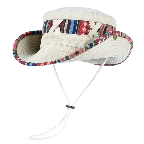 2026 Summer Bucket Hat With Wind Rope Women Man Vintage