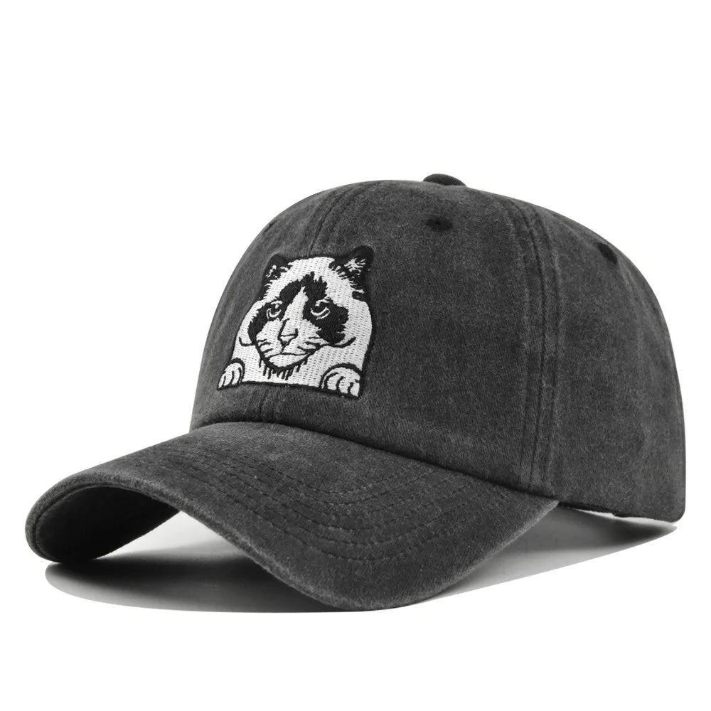 Vintage Cat Embroidery Baseball Cap