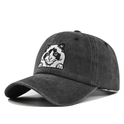Vintage Cat Embroidery Baseball Cap