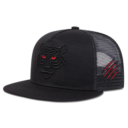 Unisex Tiger Head Side Scratch Embroidery Hip-Hop Net Hats