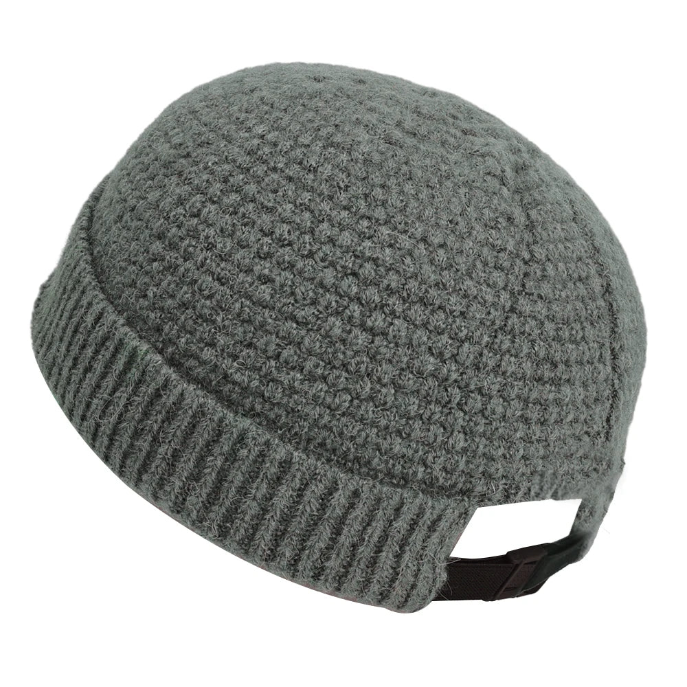 Solid Color Warm Knitted Brimless Hat Men