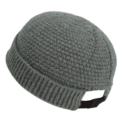 Solid Color Warm Knitted Brimless Hat Men
