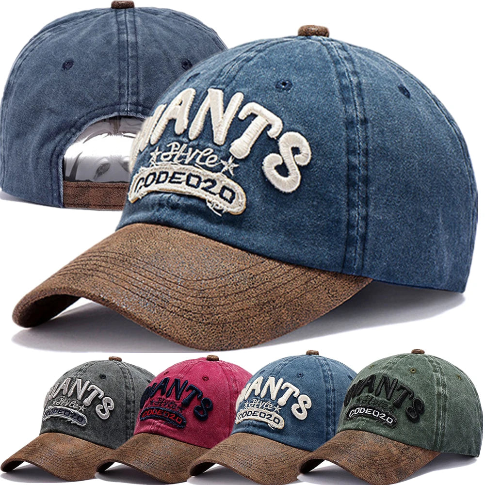 Unisex Washed Cotton Baseball Cap Giants Letter Embroidery Hat For Women And Men