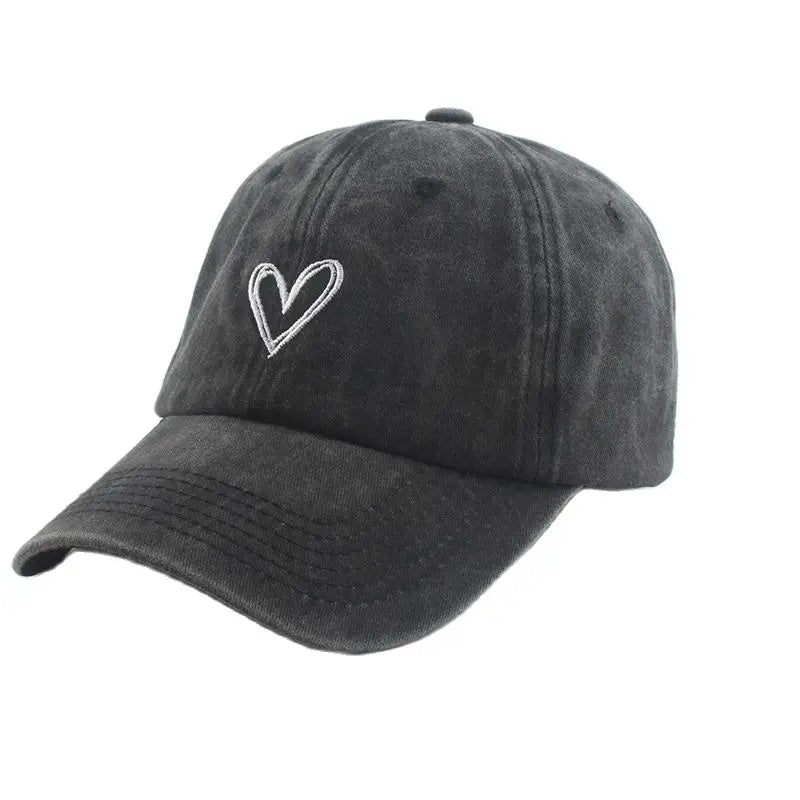 Sport Baseball Caps For Men Women Love Heart Embroidery Washed Cotton