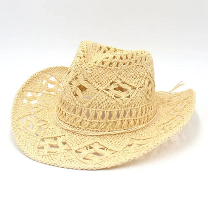 Western Vintage Breathable Lace Hollow Design Lightweight Outdoor Jazz Hat