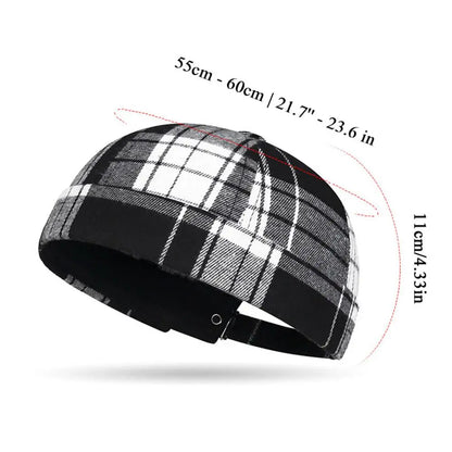 Large Checkered Melon Skin Tang Hat Round Top Beanies Hat