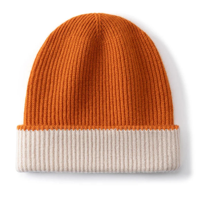High-Quality Pure Cashmere Unisex Beanie 2 Layer Thick Warm Casual Hat