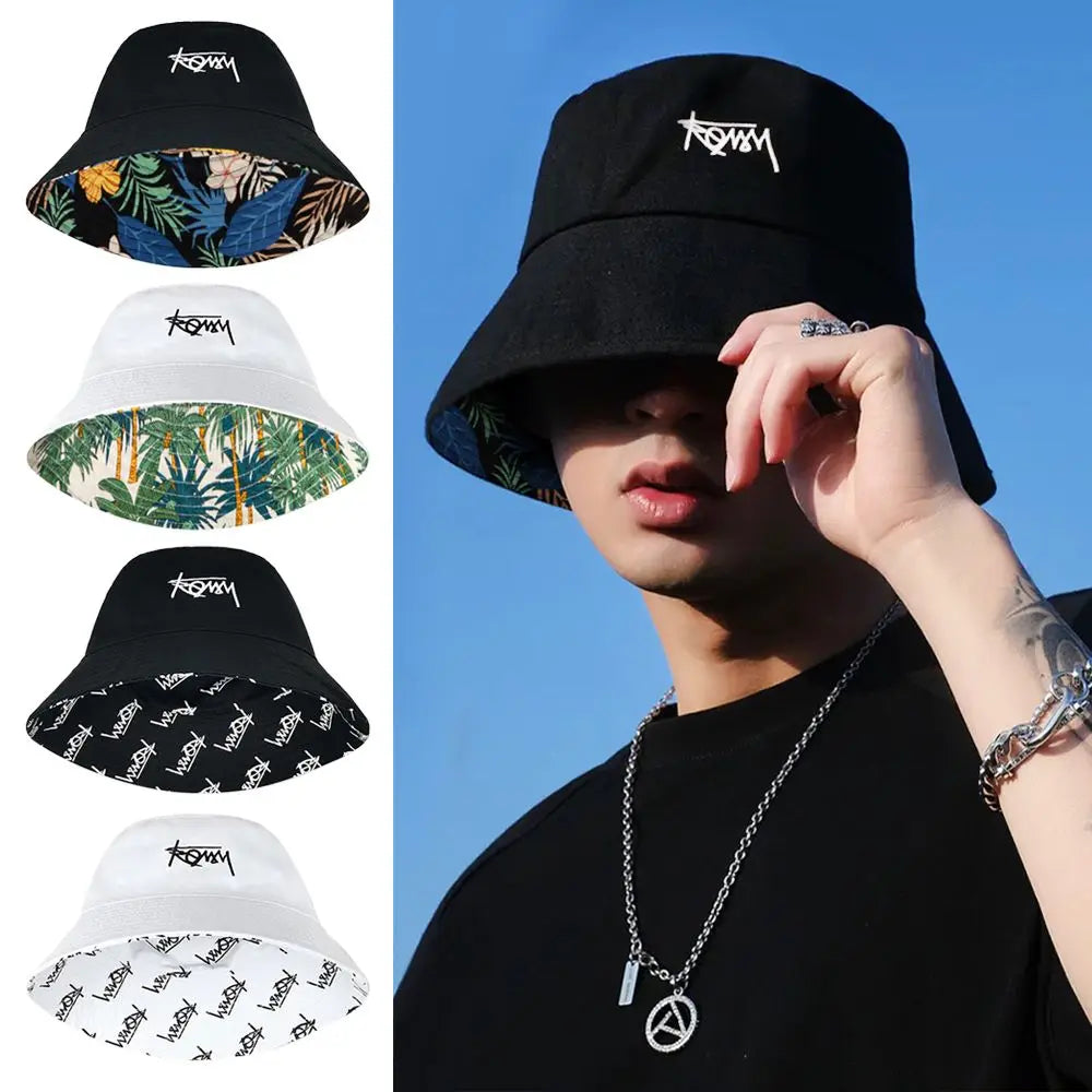 Summer Basin Cap Hip Hop Hat Double Sided Bucket Hat Fishing Fisherman Hat Pattern Packable Sun Protection