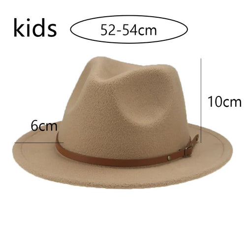 Hats For Women Kids Child Small 52cm Solid Belt Kids Fedora Formal Dress Wedding