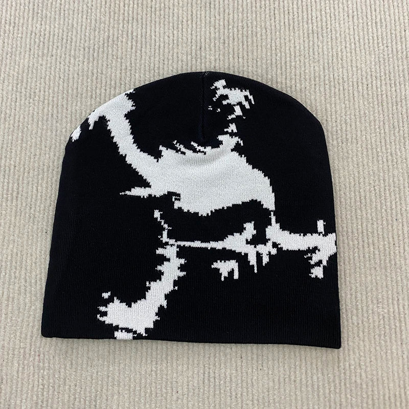 Autumn Winter Fashion Skull Pattern Jacquard Knitted Hat