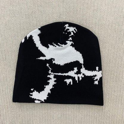 Autumn Winter Fashion Skull Pattern Jacquard Knitted Hat