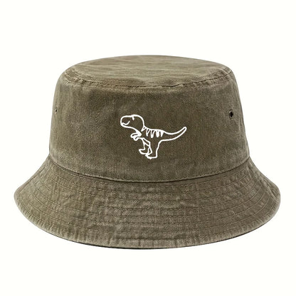 Fisherman's Hat Retro Washed Hat Flat Top Sunshade Hat Dinosaur Print