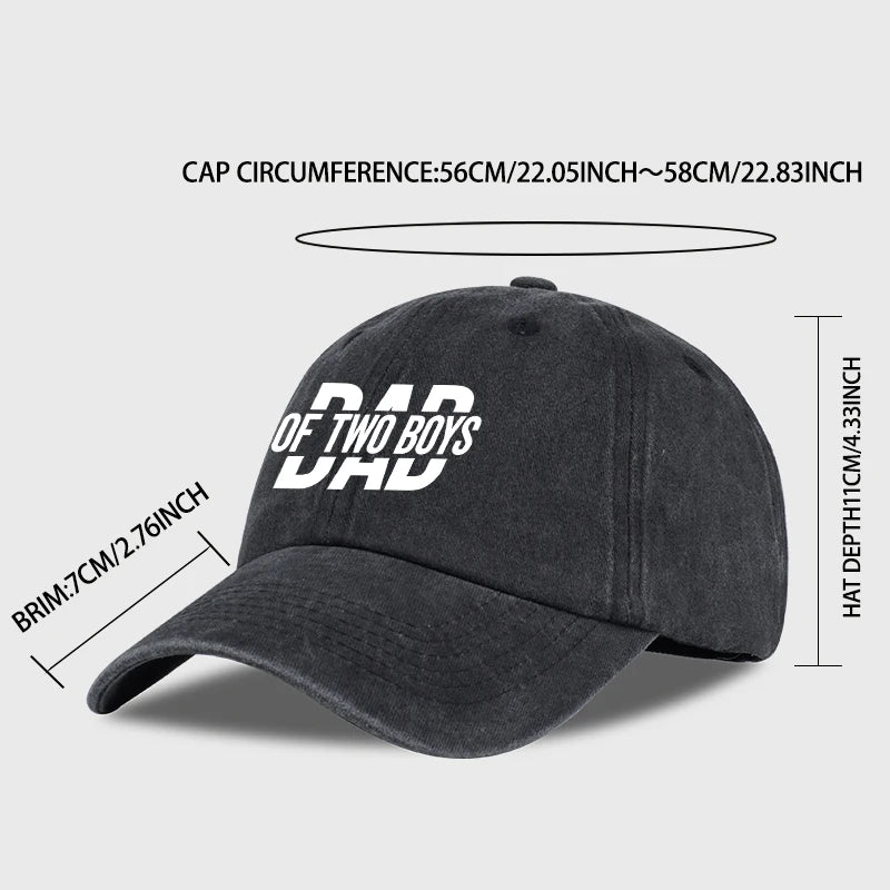 Retro Double Boy Dad Print Washed Baseball Cap