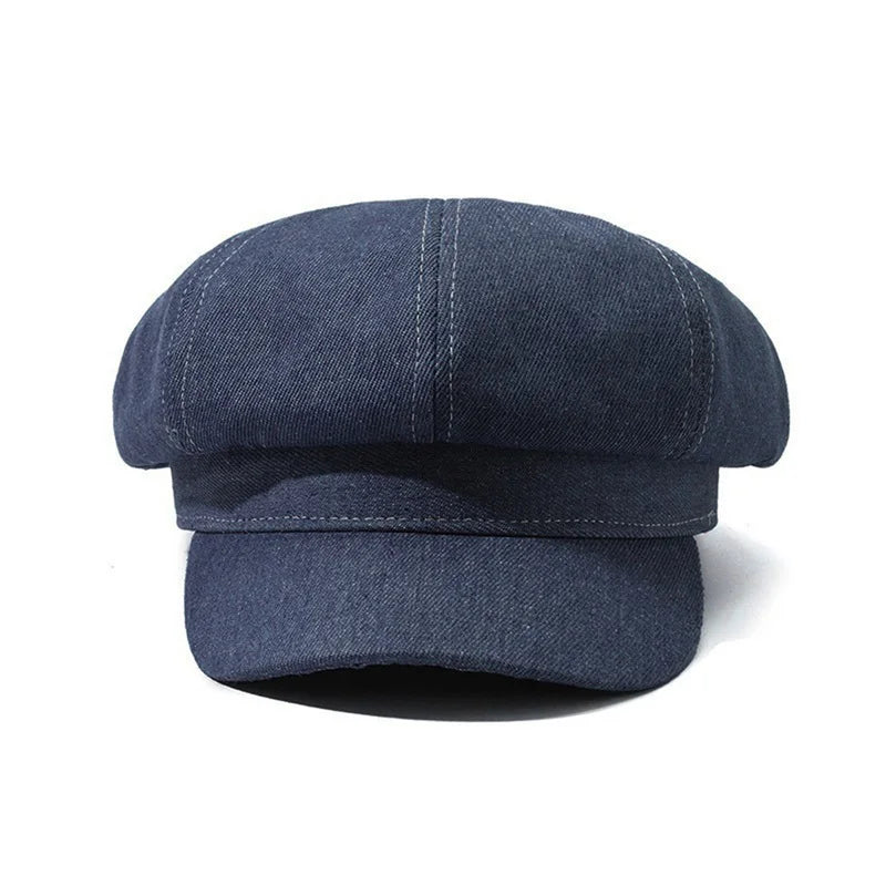 Women's Denim Newsboy Beret Cap Visor Cap