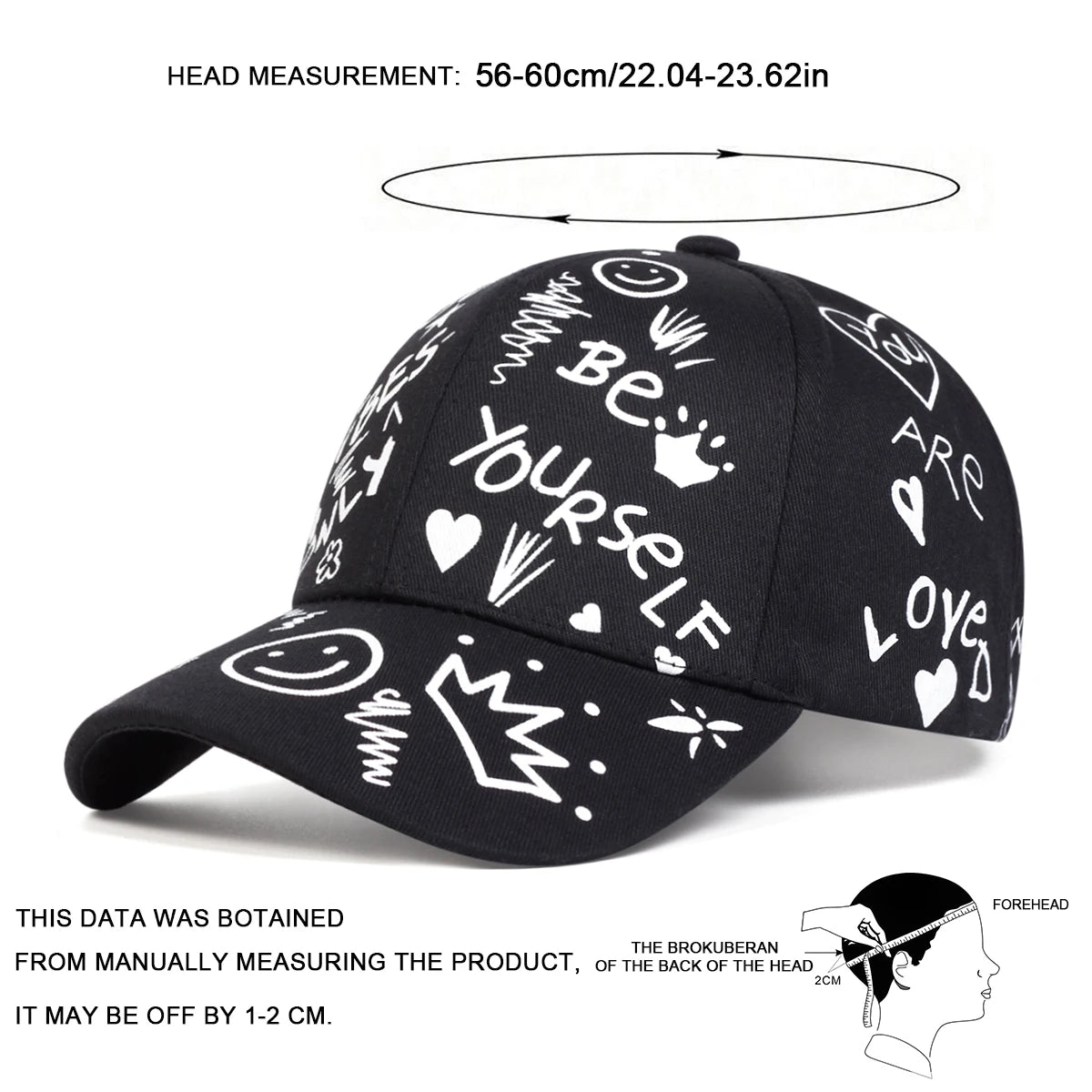 Unisex Smiling Face Graffiti Print Baseball Caps Spring Autumn