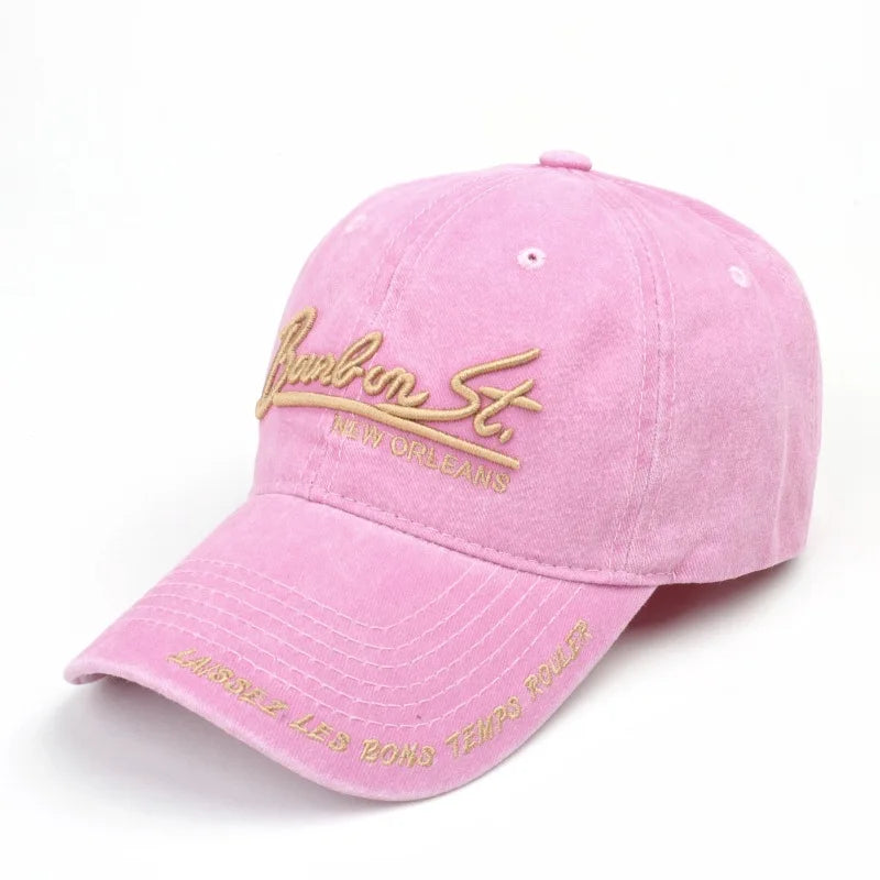 Unisex Washed Denim Baseball Caps Letter Embroidery Kpop Cotton Cap