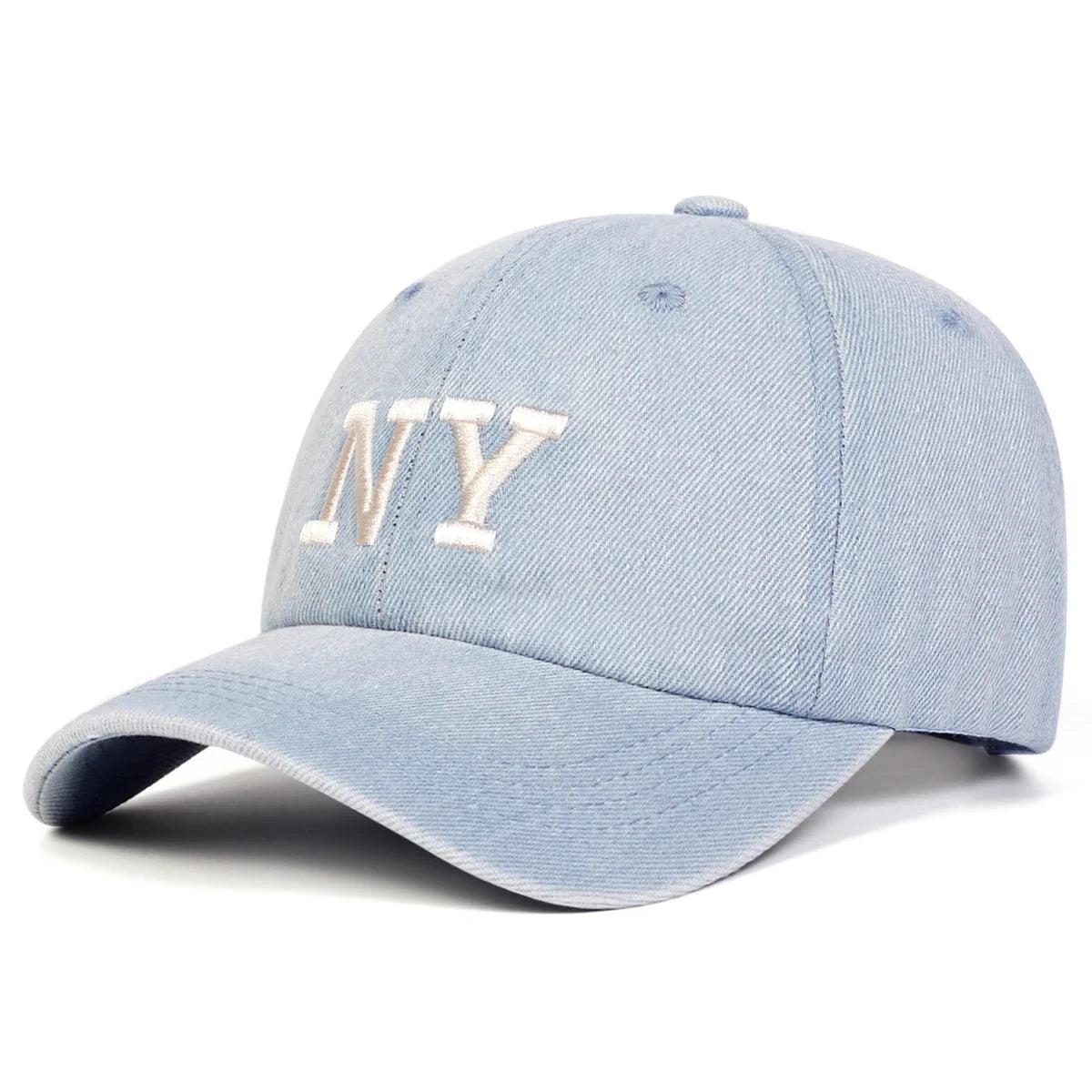 Unisex NY Letter Embroidery Washed Denim Baseball Caps