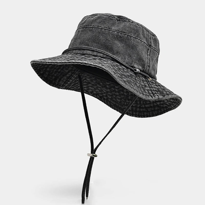 New Washed Denim Bucket Hat Women Outdoor Sun Hat