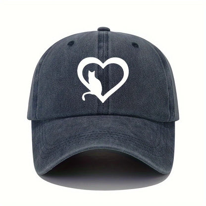 Kitten Print Baseball Cap Retro Lightweight Washed Hat women's for All Seasons