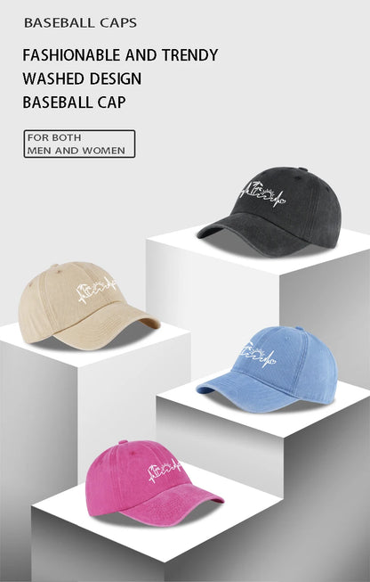 Vintage Washed Palm Tree Sunset Graphic Baseball Cap Adjustable Casual Hat For Daily Travel Beach