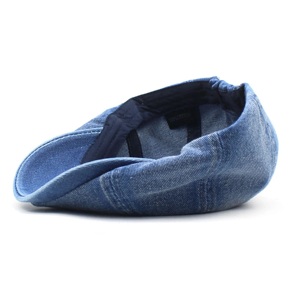 Denim Newsboy Cap Men Women Cotton Eight Panel Hat