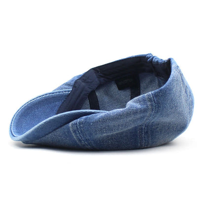 Denim Newsboy Cap Men Women Cotton Eight Panel Hat