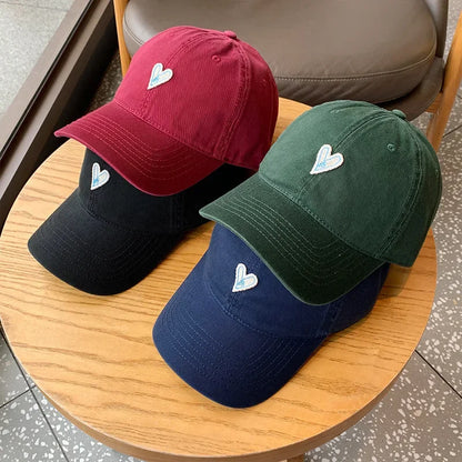 RICYGVM Love Baseball Hat For Men Women Solid Color Duckbill Cap Heart Peaked Cap Cotton Hats Sunshade