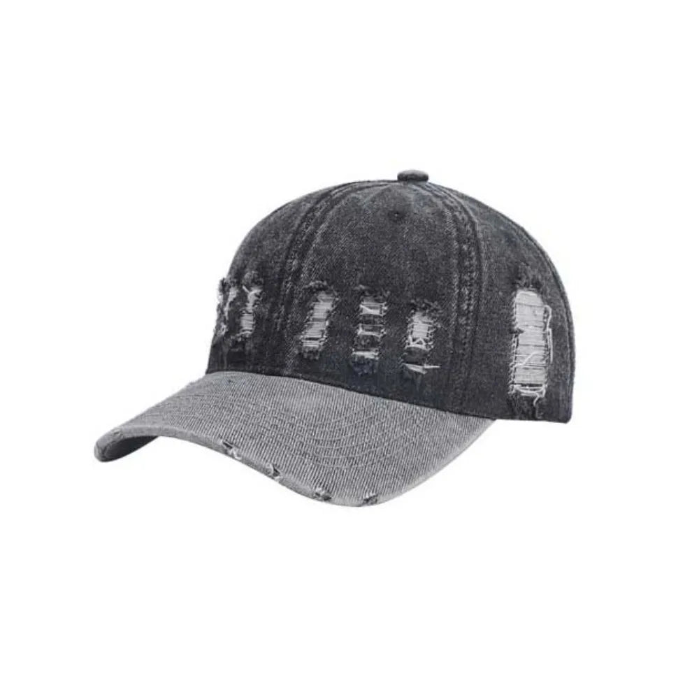 Adjustable Frayed Denim Baseball Cap