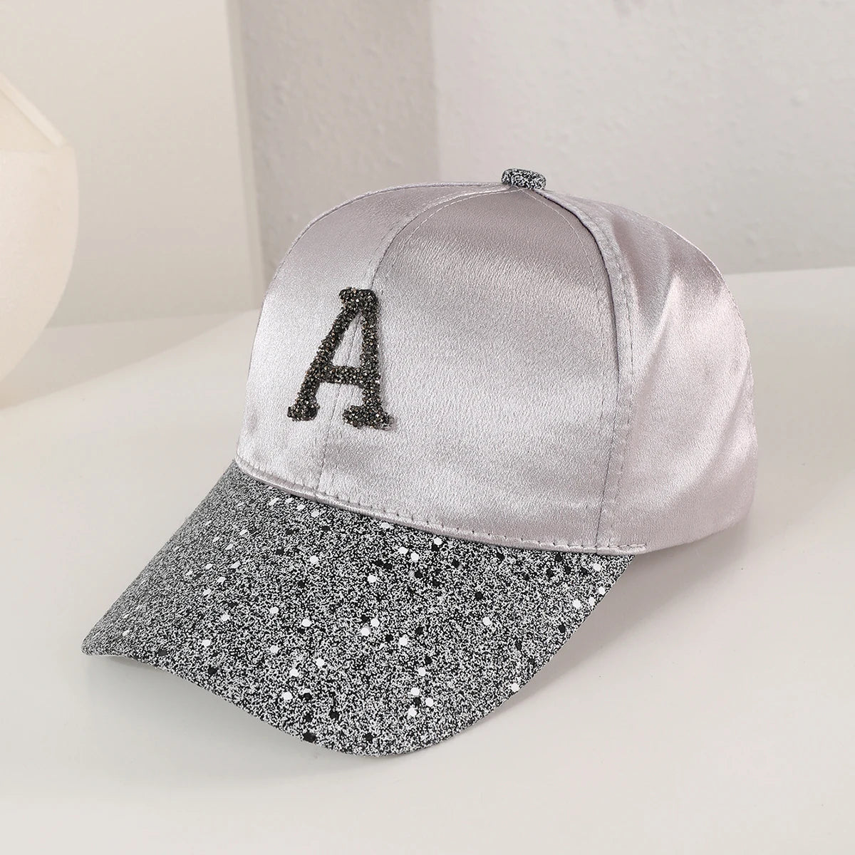 Korean Style Sequined Diamond Letter A Baseball Cap