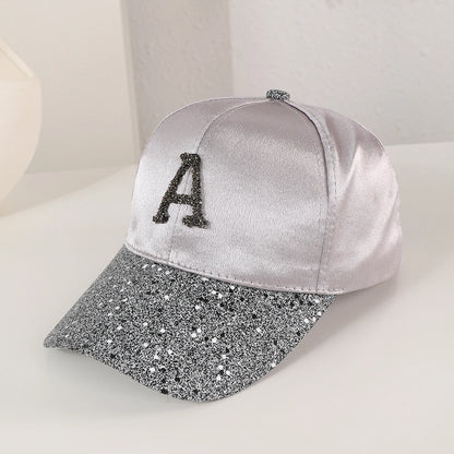 Korean Style Sequined Diamond Letter A Baseball Cap