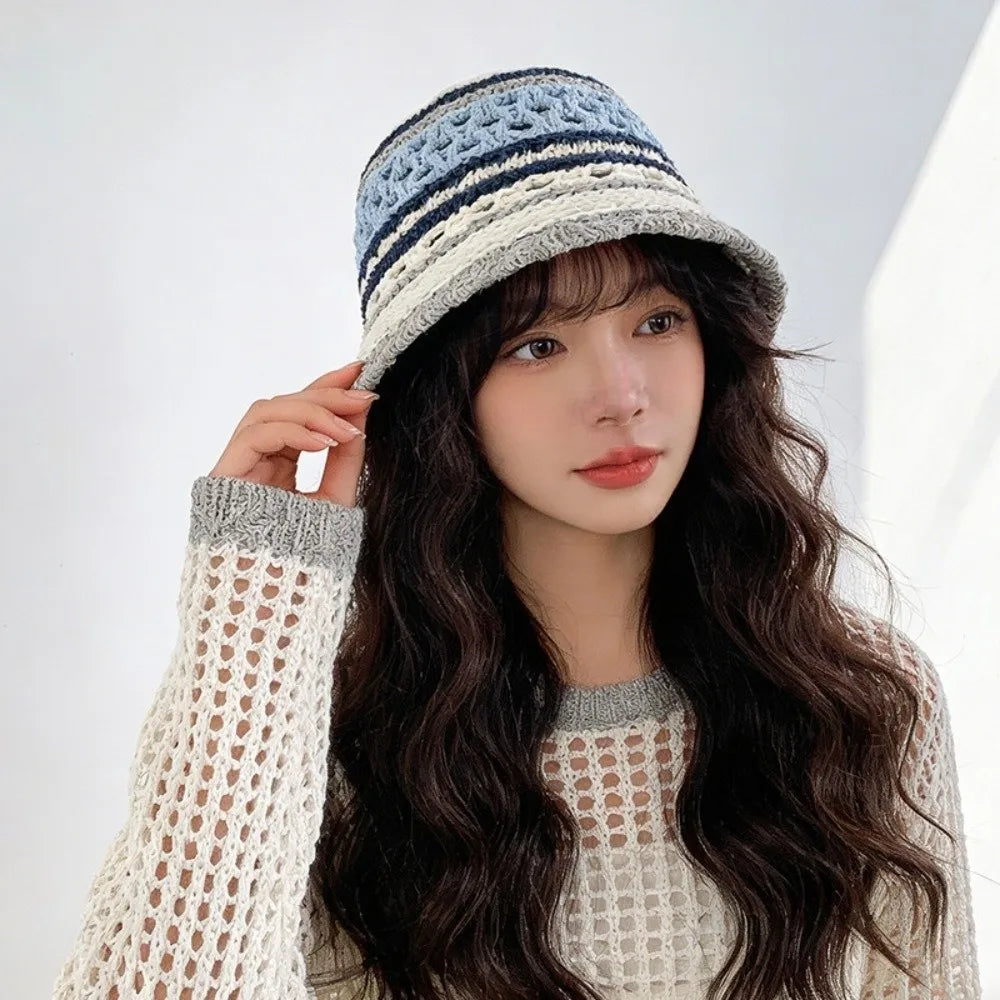 Popular Wide Brim Striped Bucket Hat
