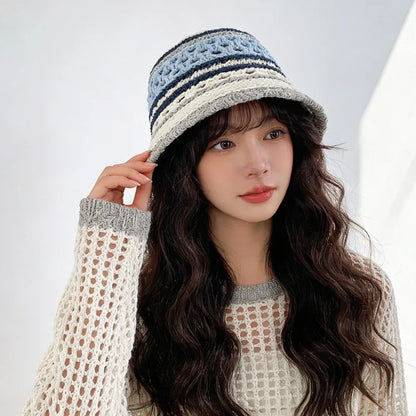 Popular Wide Brim Striped Bucket Hat