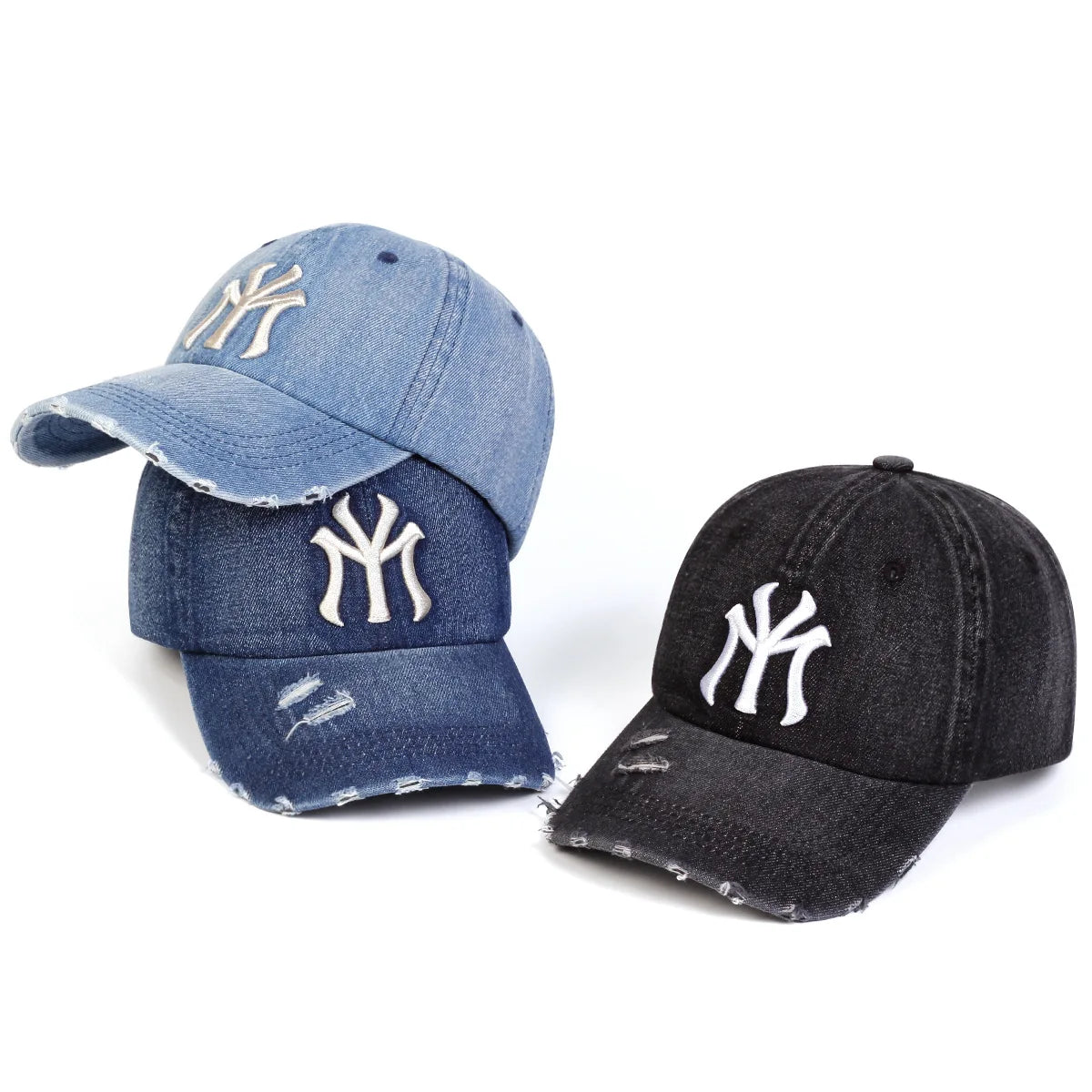 New Unisex Letter Embroidery Hole Denim Baseball Caps Spring Autumn Outdoor