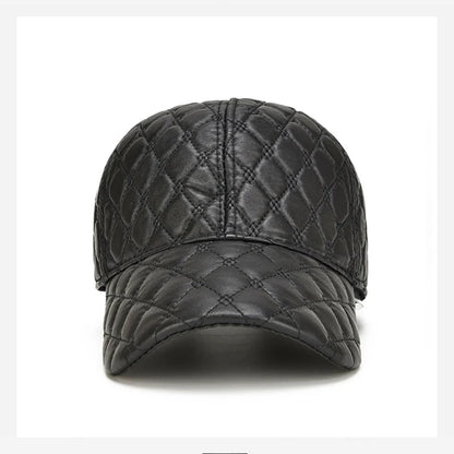 2026 Spring Genuine Sheepskin Leather Black Baseball Caps