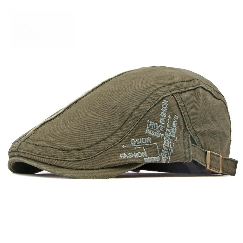 Washed Solid Flat Cap Contrast Stitching Ivy Newsboy Hat