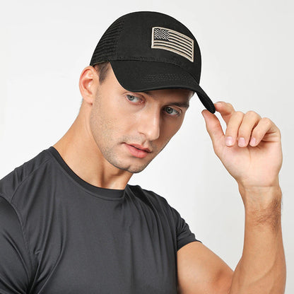 American Flag Embroidery Baseball Hat Adjustable UV Protect Duck Tongue Cap