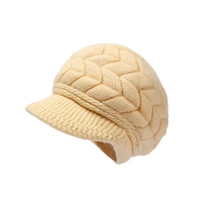 Thicken Warm Striper Knitted Cap Winter Brim Caps