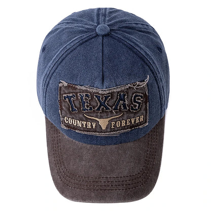 Hot Sale Unisex Washed Cotton Vintage Baseball Cap Texas Letter Embroidery