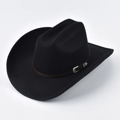 Unisex Western Cowboy Hat With Leather Vintage