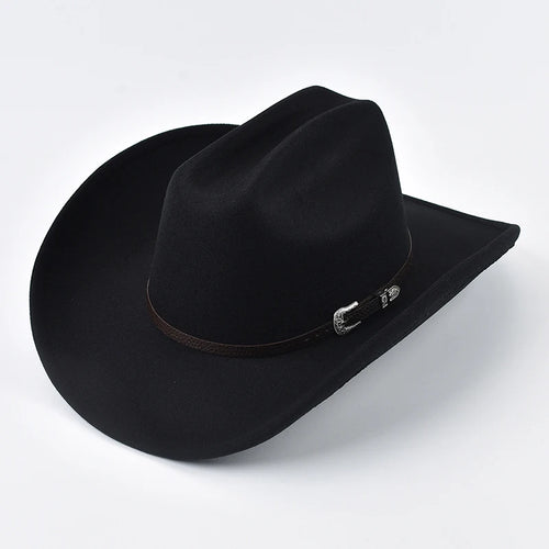 Unisex Western Cowboy Hat With Leather Vintage