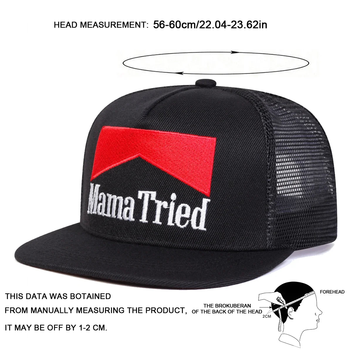Unisex MAMA TRIED Embroidery Hip-hop Net Hats Outdoor Adjustable Casual Trucker Caps Sunscreen Hat