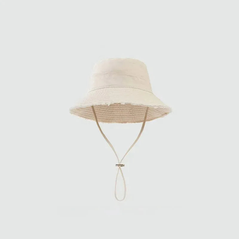 Women Korean Pink Large-Brimmed Bucket Hat