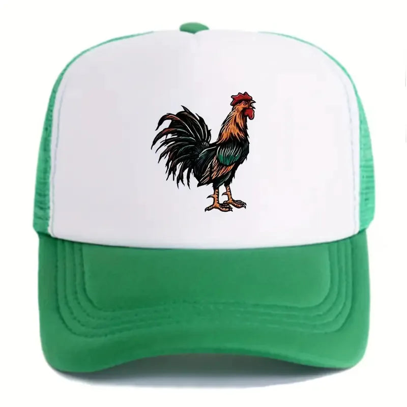 Vibrant Rooster Design Mesh Baseball Cap