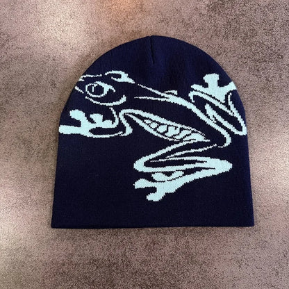 Tree Frog Print Beanie Men Women, Stretchy Knit Skull Cap