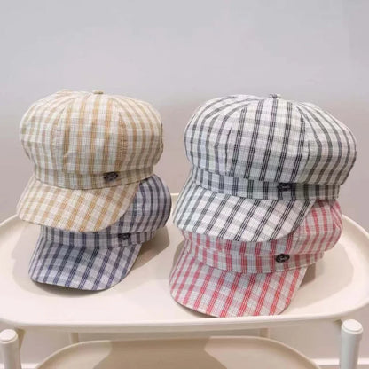2026 New Vintage Plaid Octagonal Beret Hat Women