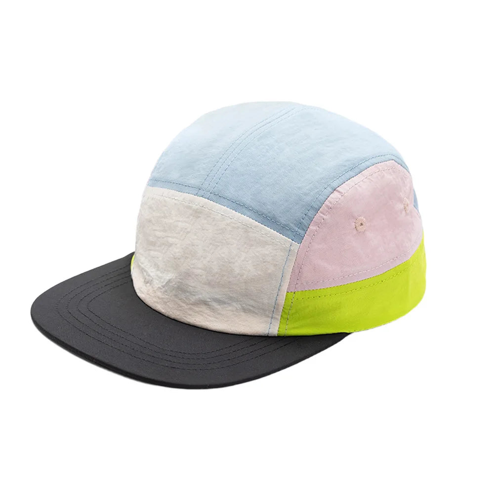 Color Block 5 Panel Cap Men Women UPF50+ Quick Dry Baseball Hat