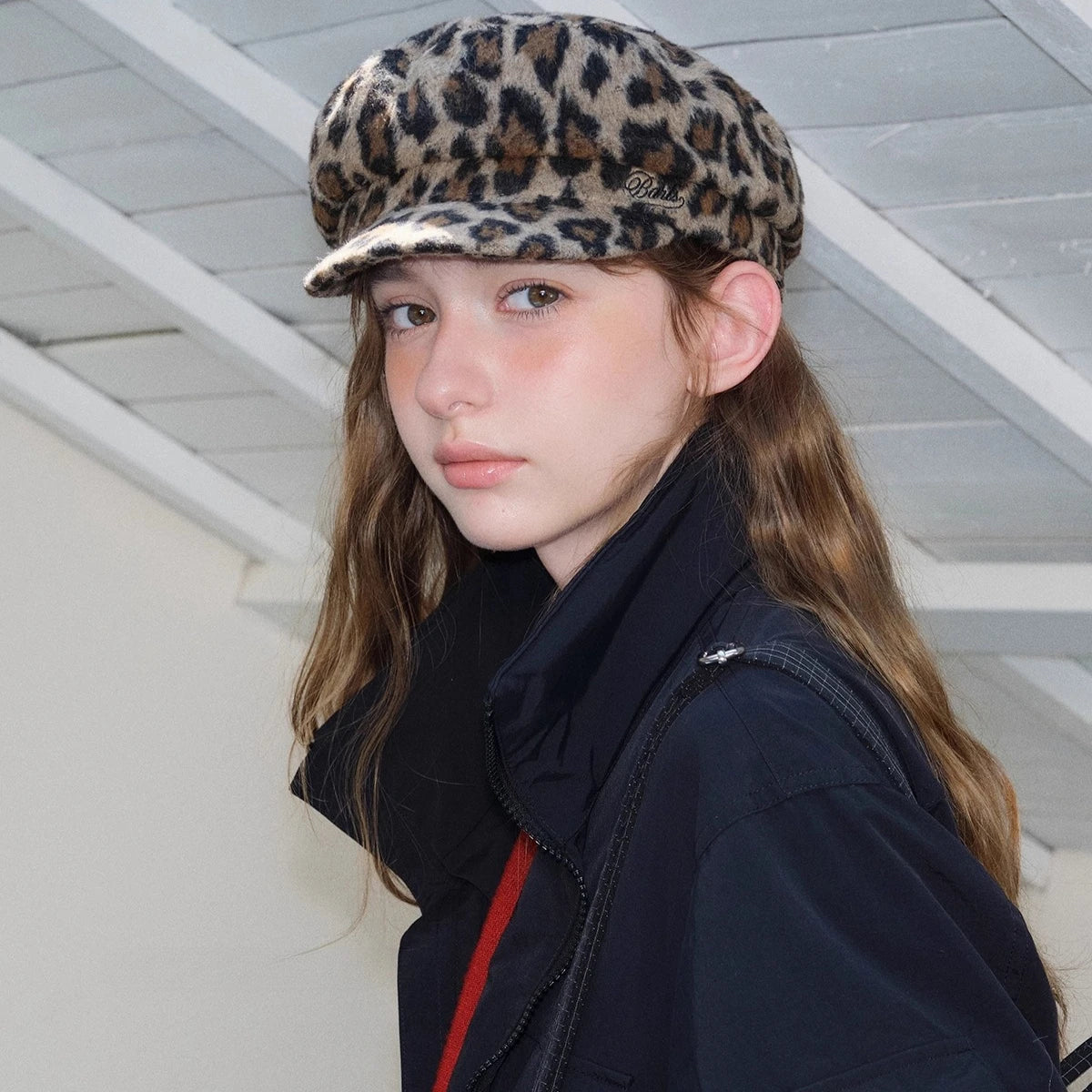 Punk Leopard Print Wool Fabric Beret Autumn/Winter