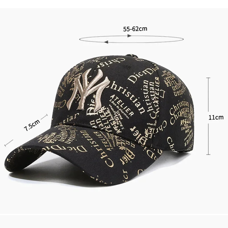 Baseball Cap Full Print Letters Embroidery Casual Wind Hat Fashion Men and Women