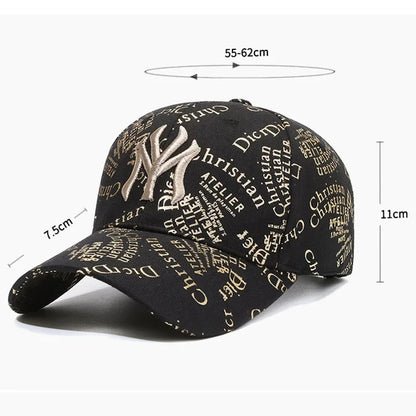 Baseball Cap Full Print Letters Embroidery Casual Wind Hat Fashion Men and Women