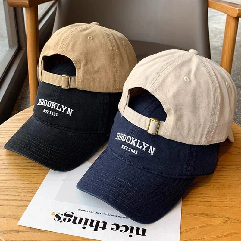 Korean Letters Embroidered Baseball Cap For Men Women